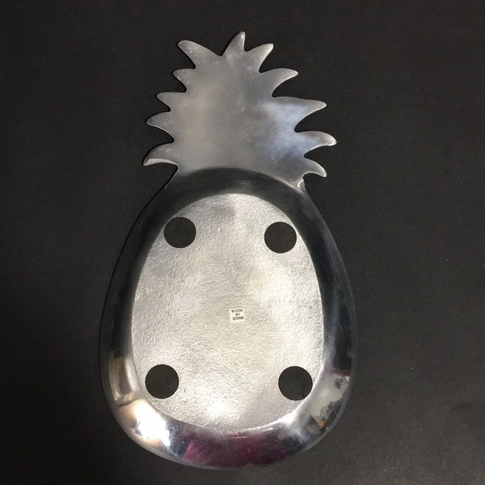 Silver Colored Aluminum Pineapple Trinket Serving Tray Dish Made in India